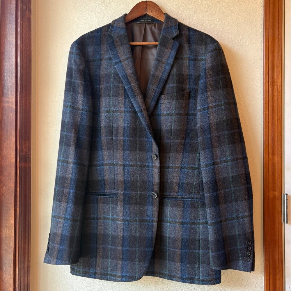 Lauren Ralph Lauren Brown Plaid 100% Wool Sport Coat Pockets Size 44L Old Money - Picture 2 of 10